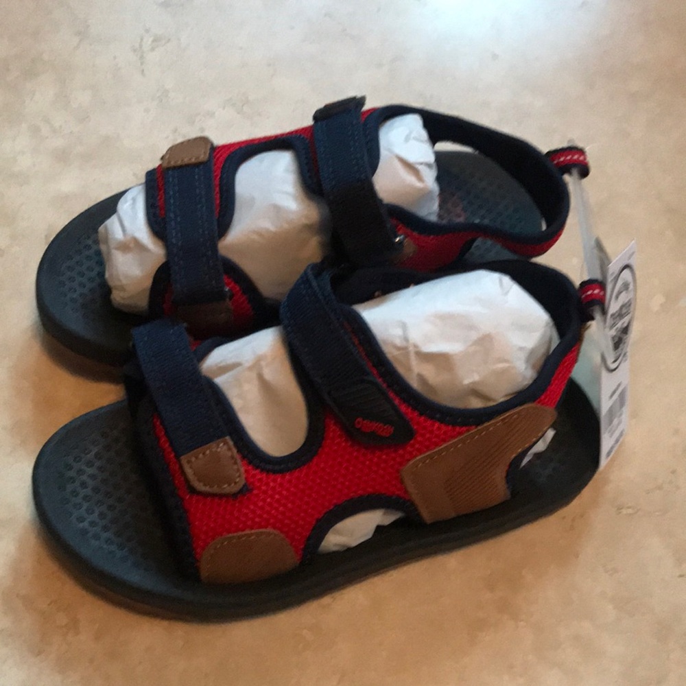 💕HP x2💕NWT! Boys Osh Kosh Tetris navy, tan and red sandals- size 13